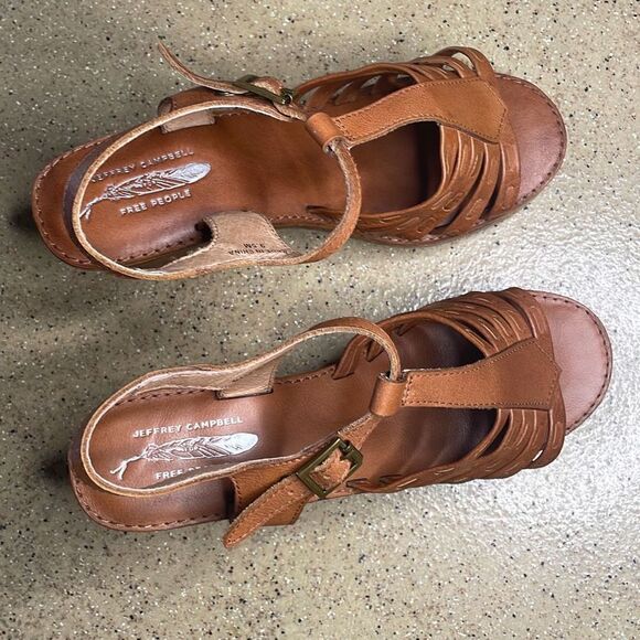 Jeffrey Campbell Free People Wood Platform Leather Sandals 9.5 - Picture 3 of 11